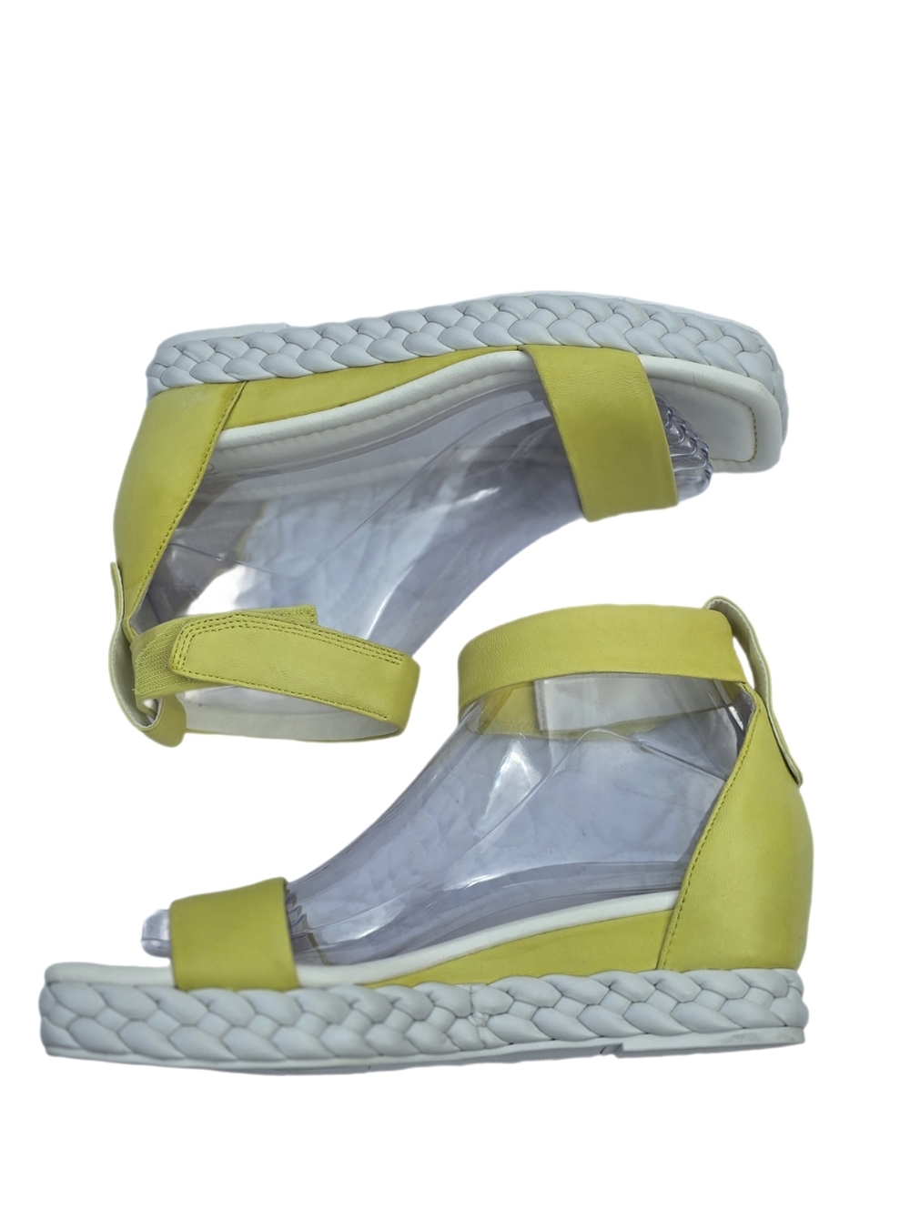 Franco Sarto Tiana  Wedge Sandal Lime Yellow Braided Platform Ankle Strap Sz 7 - Picture 7 of 16